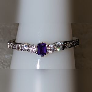 *BP Amethyst (Lab) .925 Sterling Silver Band Size 6 Ring BRAND NEW